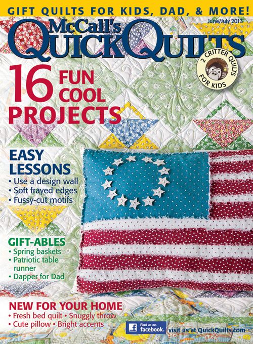 Raggedy Flaggedy flag pillow by Vanessa Goertzen of Lella Boutique. PDF pattern found in McCall's Quick Quilts June/July 2013 issue.
