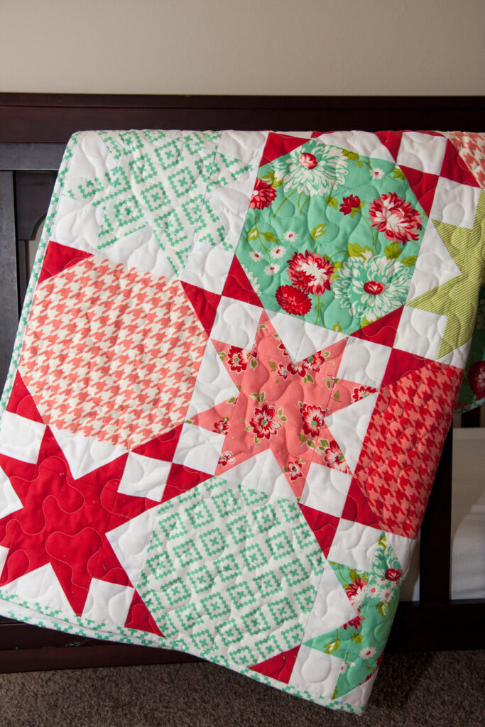 Starstruck baby quilt PDF pattern. Layer cake friendly. Fabric is Bonnie & Camille for Moda Fabrics.