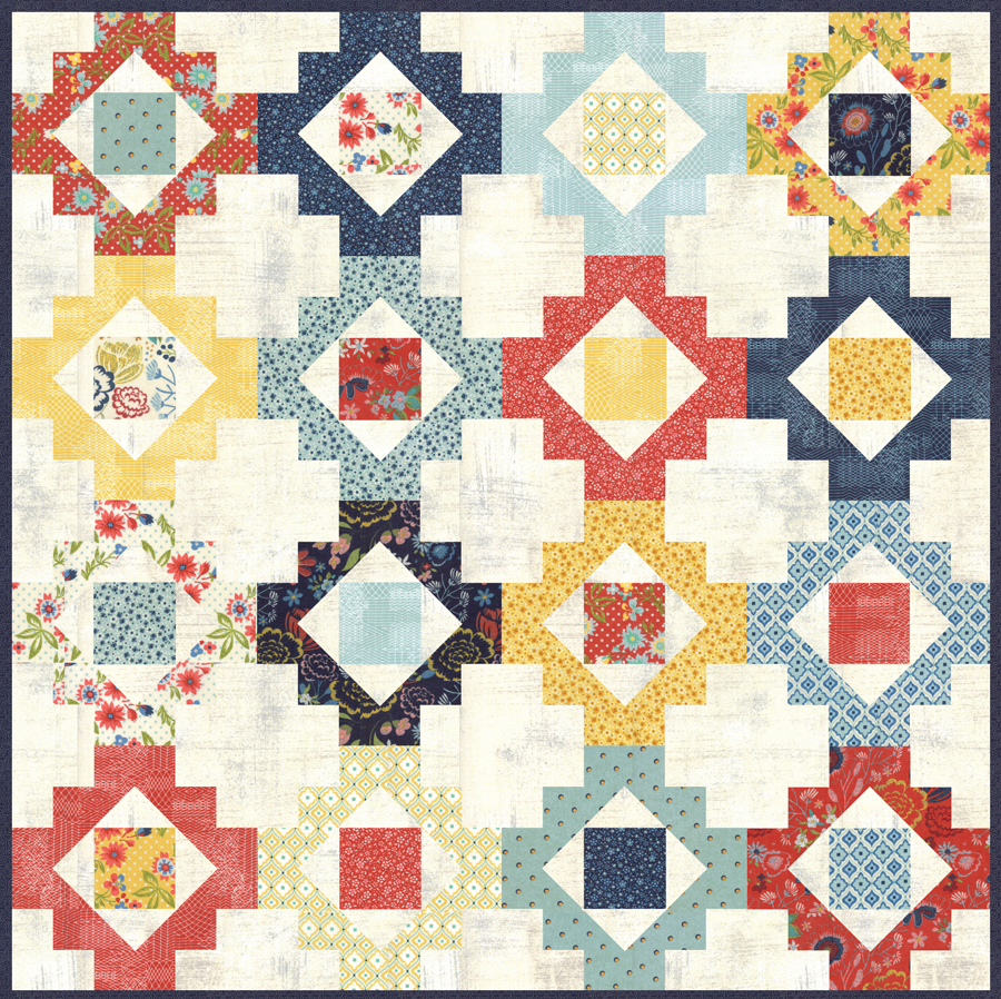 Trinkets modern geometric quilt by Vanessa Goertzen of Lella Boutique. Fabric is Biscuits & Gravy by BasicGrey for Moda Fabrics.