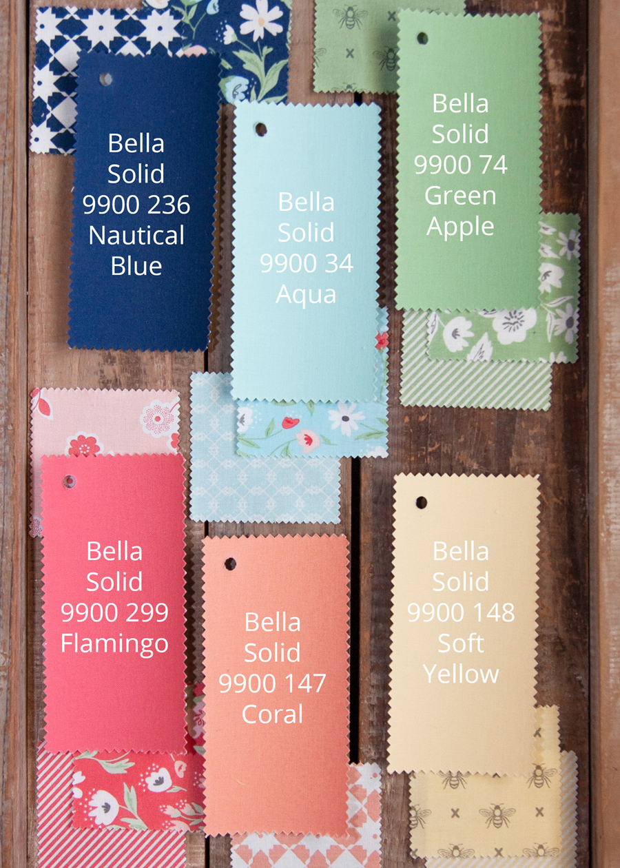 Matching solids of Garden Variety fabric by Lella Boutique for Moda Fabrics.