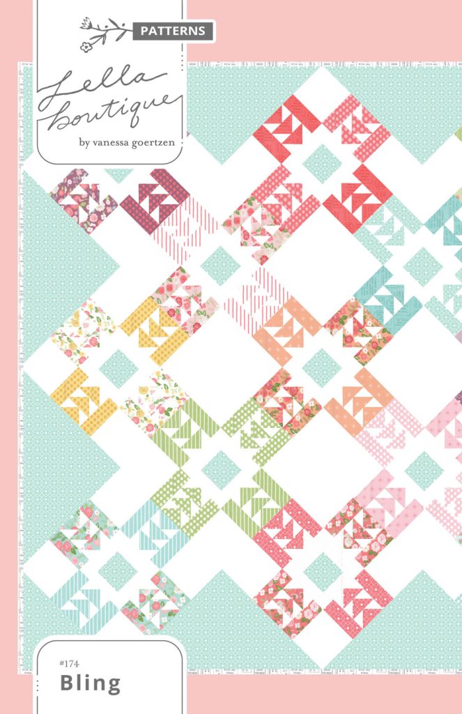 Bling fat eighth or fat quarter geometric quilt pattern by Lella Boutique. Fabric is Lollipop Garden by Lella Boutique for Moda Fabrics.