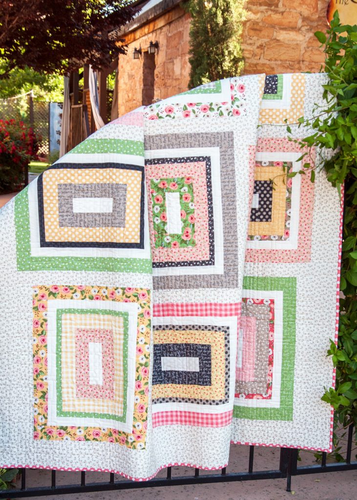 Kith & Kin jelly roll quilt by Lella Boutique. Make it with a Jelly Roll plus 9 fat quarters. Fabric is Farmer's Daughter by Lella Boutique for Moda Fabrics.