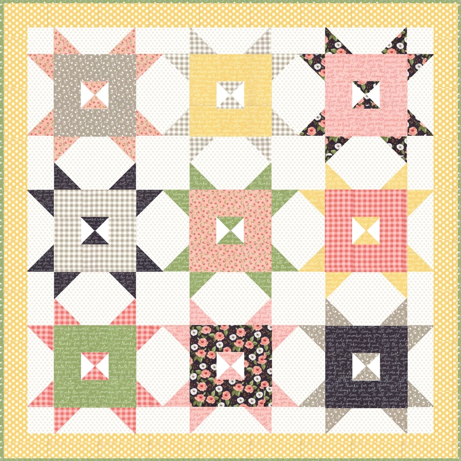 Barn Style quilt pattern by Lella Boutique. Fabric is Farmer's Daughter by Lella Boutique for Moda Fabrics