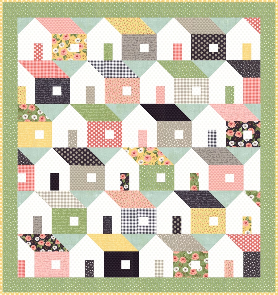 Home Again fat eighth quilt by Vanessa Goertzen of Lella Boutique. Fabric is Farmer's Daughter by Lella Boutique for Moda Fabrics.