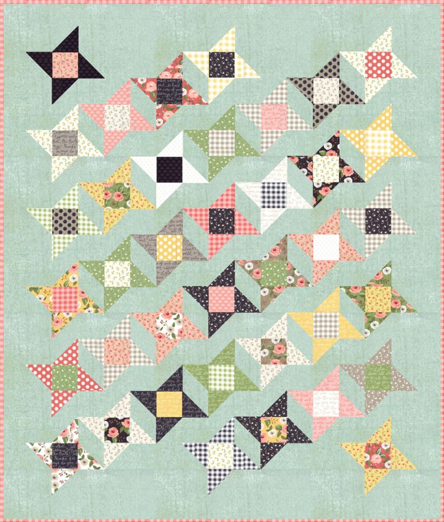 Rock Star charm pack quilt in Farmer's Daughter fabric by Lella Boutique for Moda Fabrics. Pattern found in the book: Charm School - 18 Quilts from 5" Squares