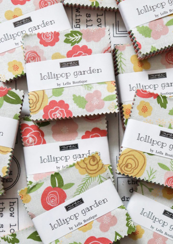 Mini charm packs of Lollipop Garden fabric by Lella Boutique for Moda Fabrics.