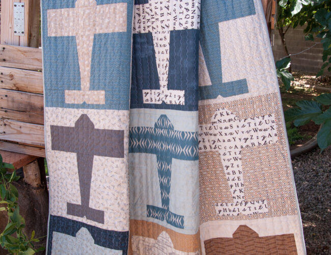 Aviator airplane quilt pattern by Vanessa Goertzen of Lella Boutique. Great boy quilt in these scrappy fabrics
