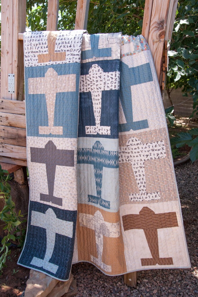 Aviator airplane quilt pattern by Vanessa Goertzen of Lella Boutique. Great boy quilt in these scrappy fabrics