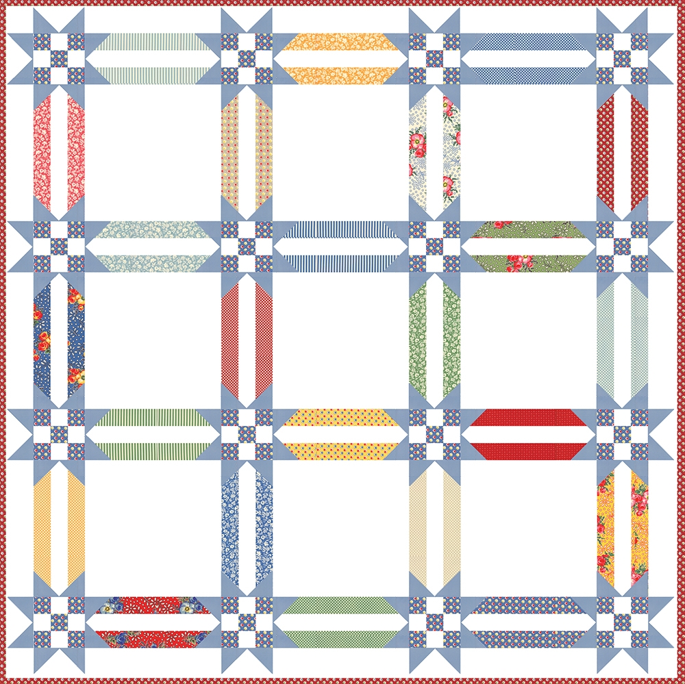 Gridlock jelly roll quilt by Vanessa Goertzen of Lella Boutique. Fabric is Play All Day by American Jane for Moda Fabrics.