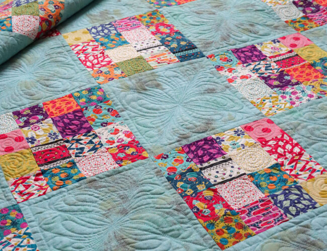 Checkerboard quilt by Vanessa Goertzen of Lella Boutique. Pattern is from Jelly Filled - 18 Quilts from 2 1/2" Strips by Vanessa Goertzen of Lella Boutique. Fabric is Beach Road by Jen Kingwell Designs