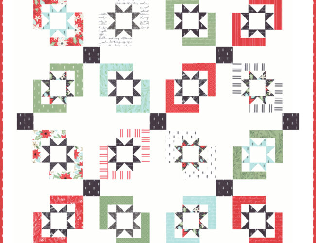 Star Crossed jelly roll or layer cake quilt by Vanessa Goertzen of Lella Boutique. Fabric is Little Tree by Lella Boutique for Moda Fabrics