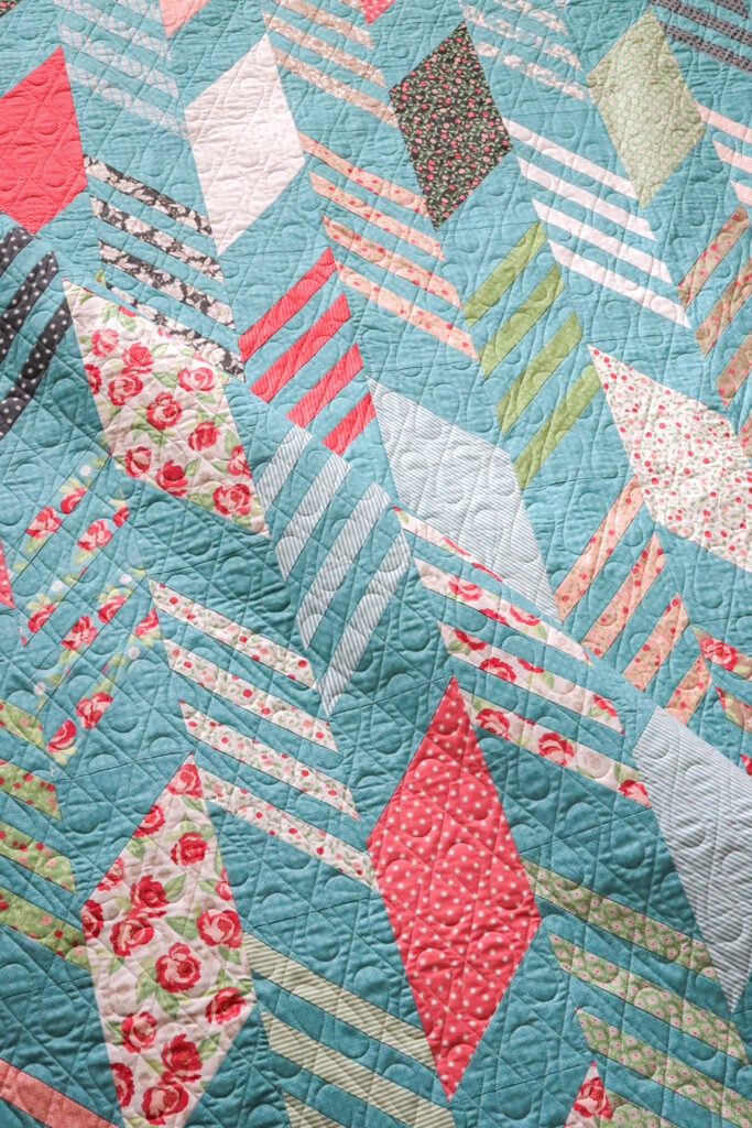 Modern Herringbone quilt by Vanessa Goertzen. Fabric is Bloomington by Lella Boutique for Moda Fabrics.