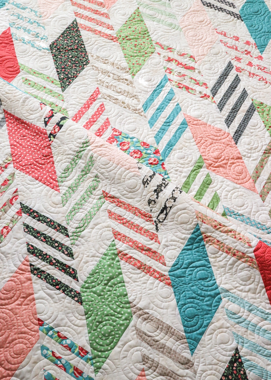 Modern Herringbone quilt by Vanessa Goertzen. Fabric is Bloomington by Lella Boutique for Moda Fabrics.