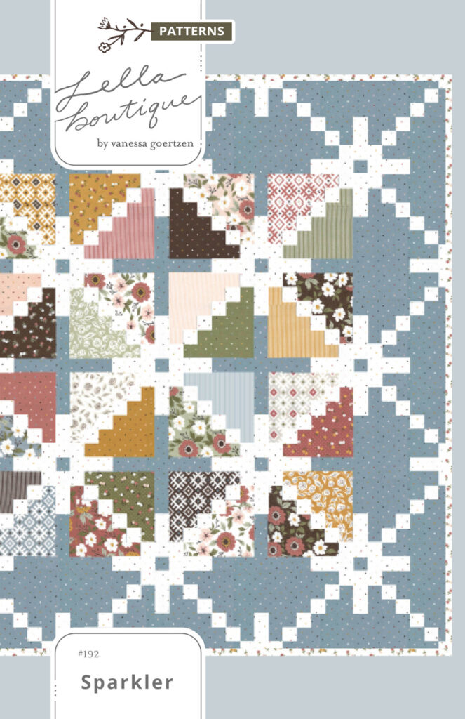 Sparkler quilt pattern by Lella Boutique. Make it with a layer cake. Fabric is Folktale by Lella Boutique for Moda Fabrics.