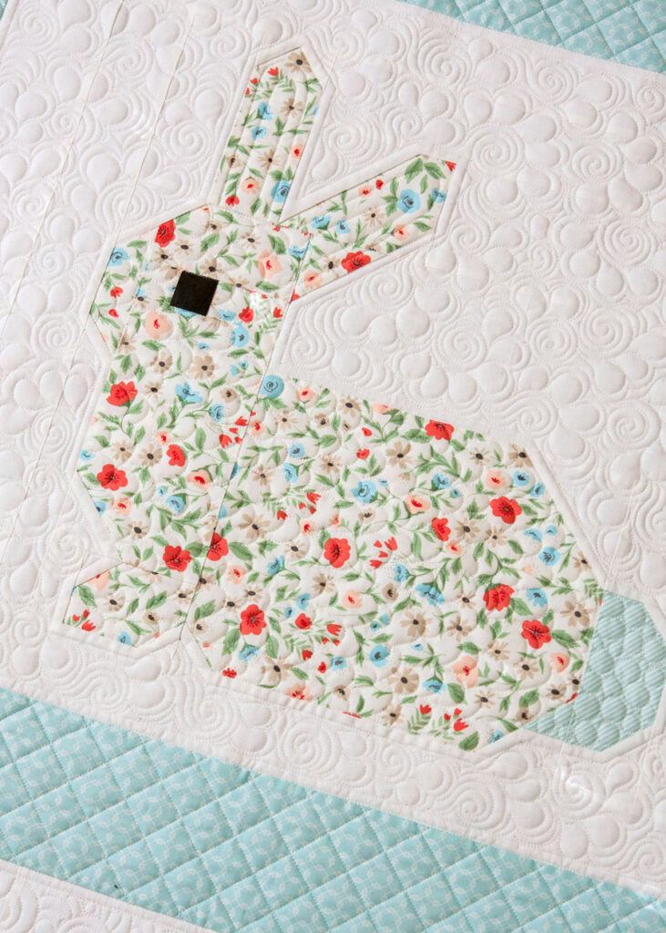 Cottontail bunny and carrot quilt PDF pattern by Lella Boutique. Make it with fat quarters and fat eighths. Fabric is Garden Variety by Lella Boutique for Moda Fabrics.
