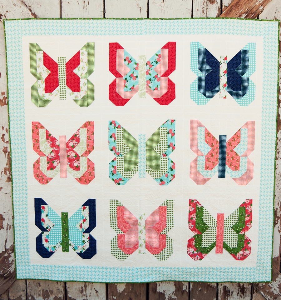 Social Butterfly fat quarter quilt by Vanessa Goertzen of Lella Boutique. Fabric is Gooseberry by Lella Boutique for Moda Fabrics.