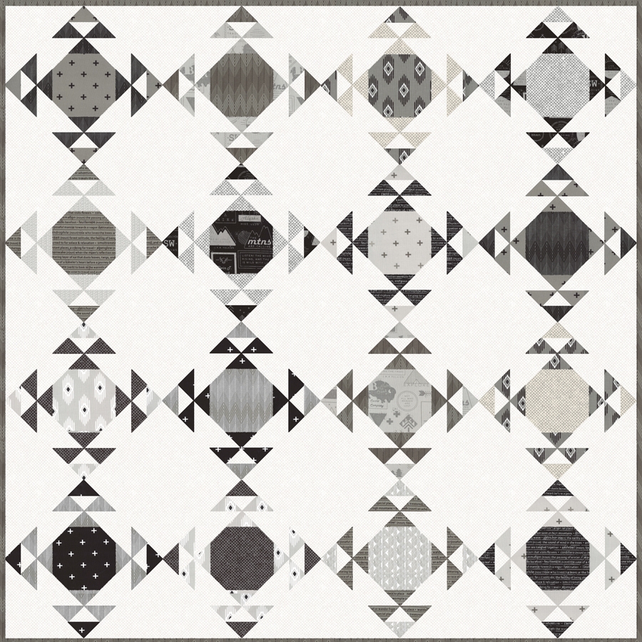 Moonwake fat quarter  geometric quilt by Vanessa Goertzen of Lella Boutique. Fabric is Smoke & Rust by Lella Boutique for Moda Fabrics.