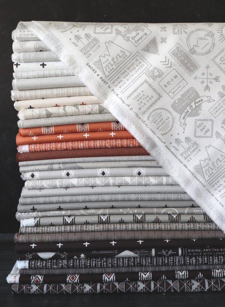 Smoke & Rust fabric by Lella Boutique for Moda Fabrics. Modern fabric perfect for men