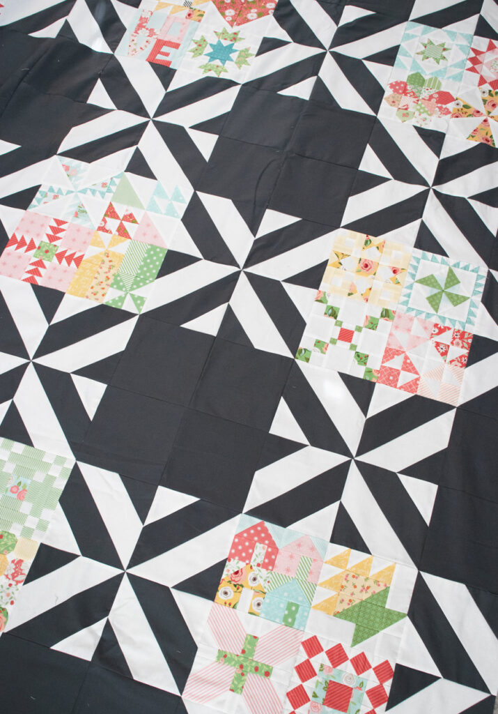 Moda Blockheads 3 free block of the week. See Lella Boutique's quilt top and get instructions for her FREE Mama's Linoelum layout
