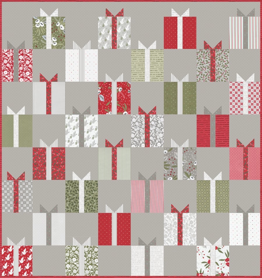 Nice List layer cake gift quilt by Lella Boutique. Fabric is Christmas Morning by Lella Boutique for Moda Fabrics.