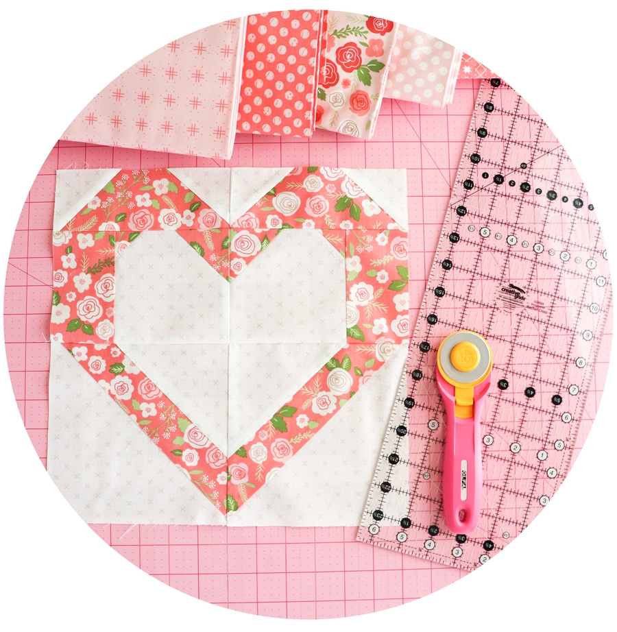 Open Heart quilt block by Vanessa Goertzen of Lella Boutique.