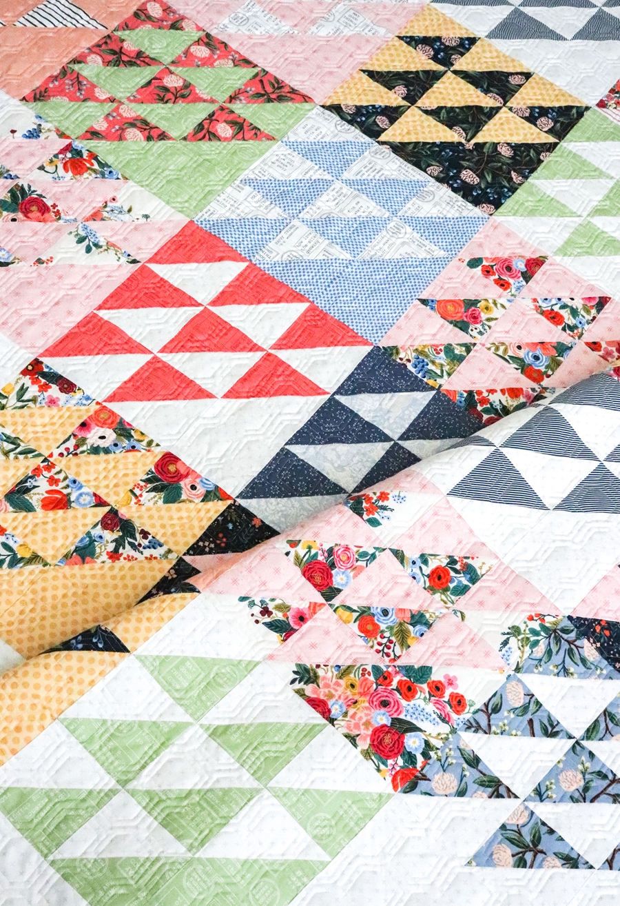 Homestead triangle quilt pattern by Vanessa Goertzen of Lella Boutique. Fabric is Wildwood by Rifle Paper Co for Cotton + Steel. Layer Cake friendly