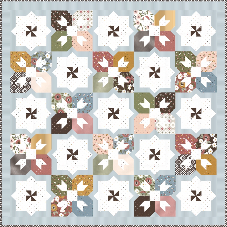 Sun Shower tile quilt PDF pattern by Lella Boutique. Make it with fat eighths or fat quarters. Fabric is Folktale by Lella Boutique for Moda
