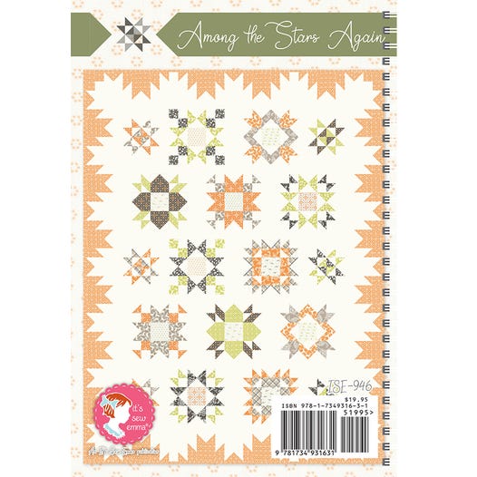 Among the Stars Again block of the month quilt by It's Sew Emma. Fabric is Pumpkins & Blossoms by Fig Tree Quilts for Moda Fabrics.