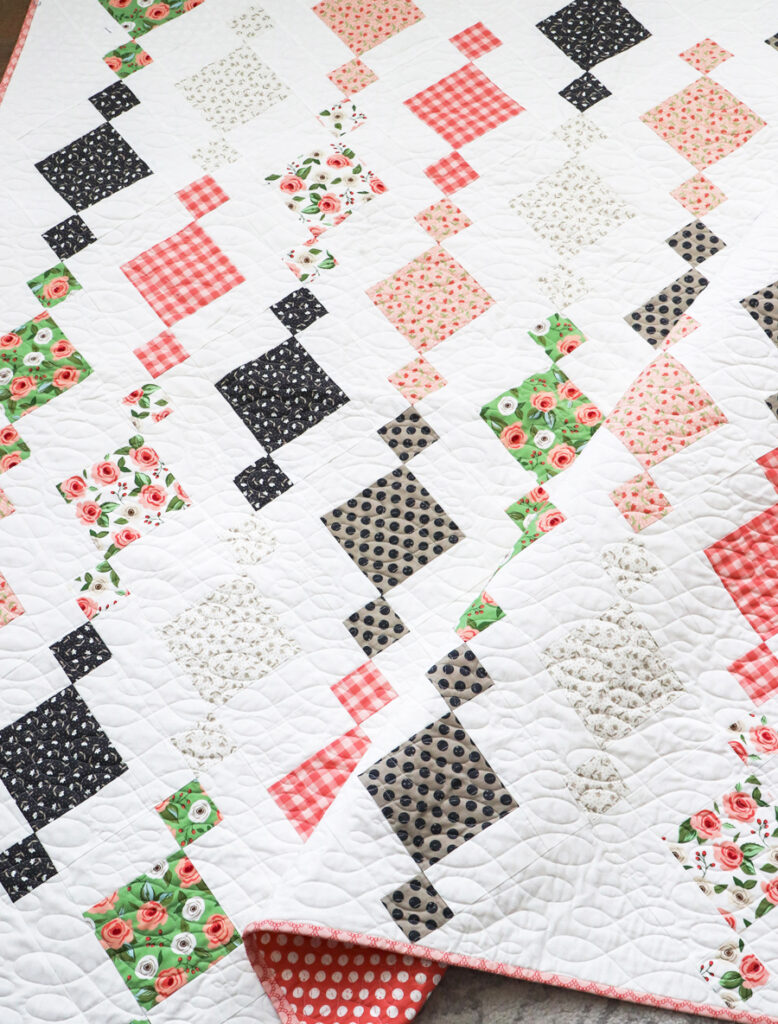 Charm School book: Get a free downloadable quilt pattern. Chandelier diamond quilt by Vanessa Goertzen of Lella Boutique. Make it with 2 charm packs. Fabric is Farmer's Daughter by Lella Boutique for Moda Fabrics.