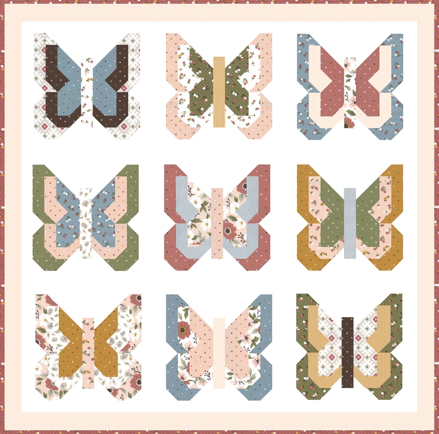 Social Butterfly fat quarter quilt by Vanessa Goertzen of Lella Boutique. Fabric is Folktale by Lella Boutique for Moda Fabrics