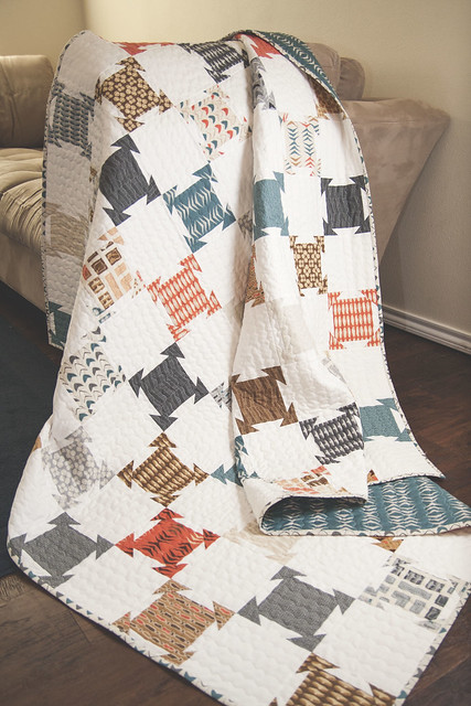 Soiree modern geometric quilt by Amy Ellis. Makes a great boy quilt in her Modern Neutrals fabric for Moda Fabrics. |Boy Quilts by popular US quilting blog, Lella Boutique: image of the Soiree quilt. 