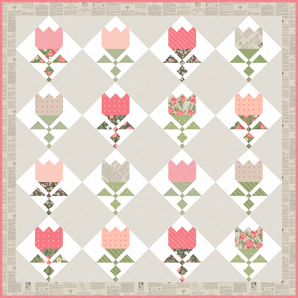 Tulip Shop flower quilt pattern by Vanessa Goertzen of Lella Boutique. Fabric is Love Note by Lella Boutique for Moda Fabrics.