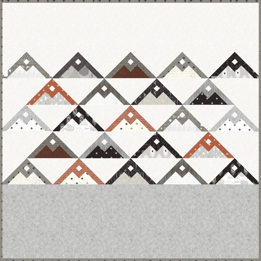 Mountainside modern mountain quilt by Vanessa Goertzen of Lella Boutique. Fabric is Smoke & Rust by Lella Boutique for Moda Fabrics.