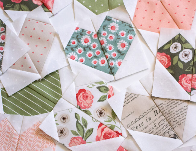 Cute little heart blocks from the Lovey Dovey quilt pattern by Vanessa Goertzen of Lella Boutique
