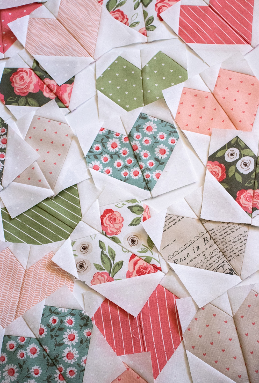 Cute little heart blocks from the Lovey Dovey quilt pattern by Vanessa Goertzen of Lella Boutique