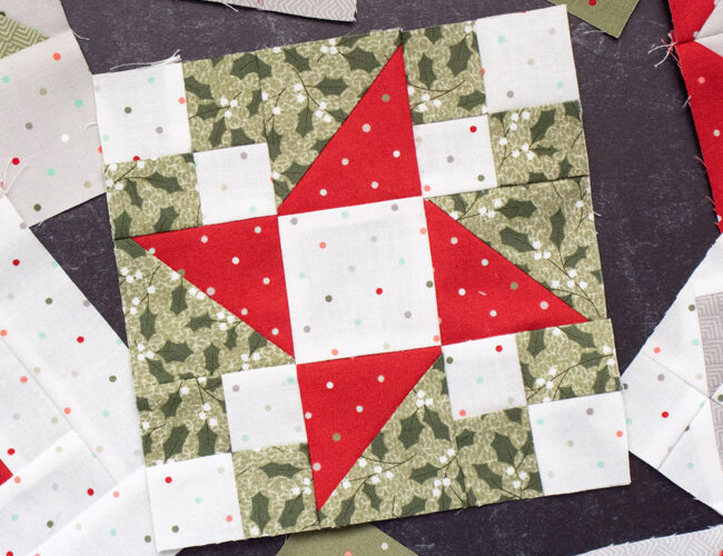 Sewcialites Quilt Along: Free Block of the Week. Block 11 is "Cheer" by Me & My Sister Design. Fabric is Christmas Morning by Lella Boutique.