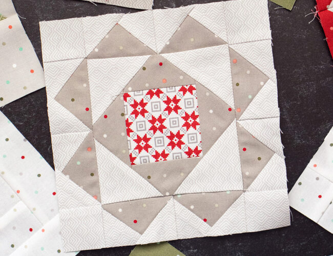 Sewcialites Quilt Along: Free Block of the Week. Block 19 is "Unity" by Lissa Alexander. Fabric is Christmas Morning by Lella Boutique.