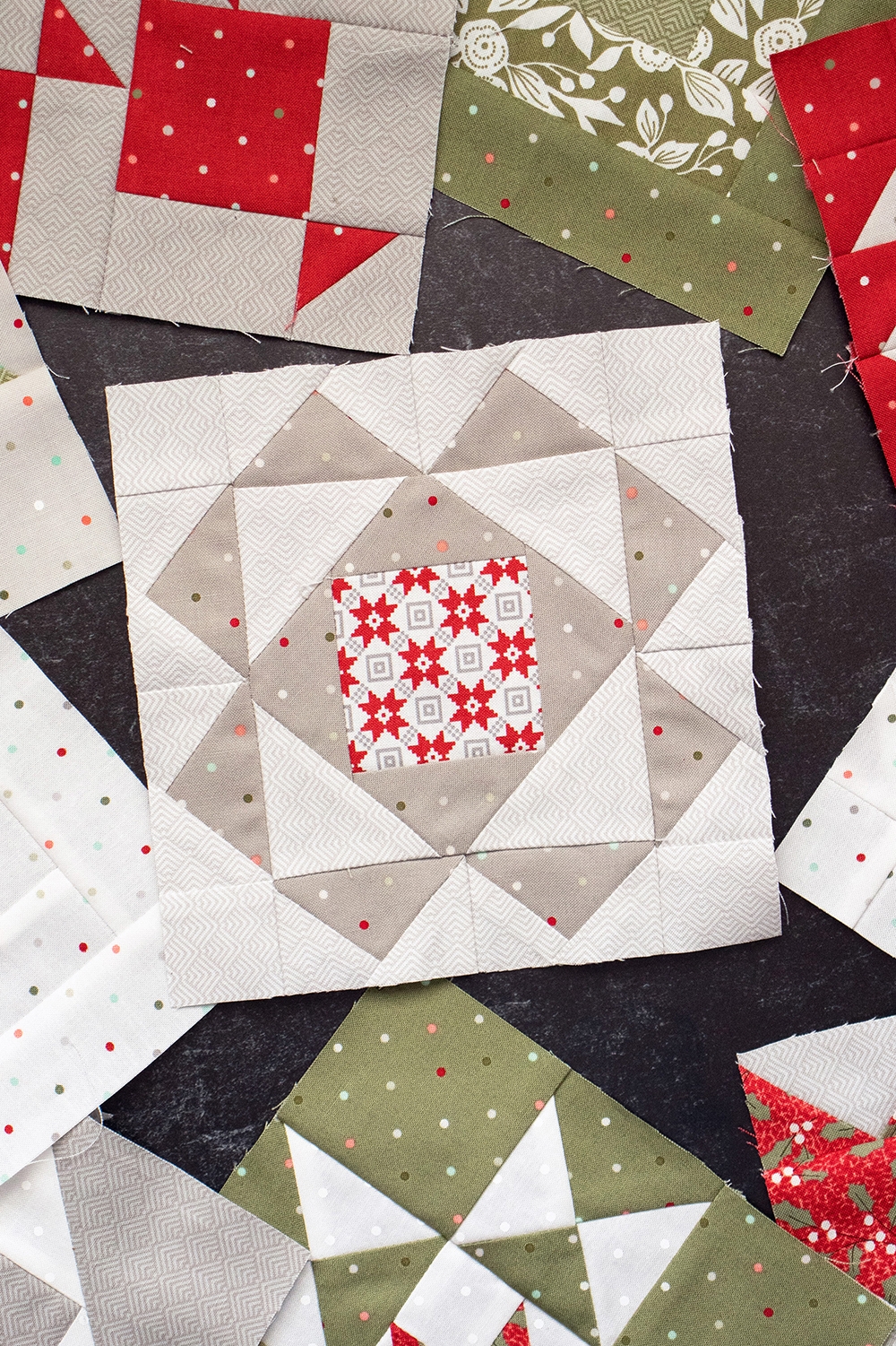 Sewcialites Quilt Along: Free Block of the Week. Block 19 is "Unity" by Lissa Alexander. Fabric is Christmas Morning by Lella Boutique.