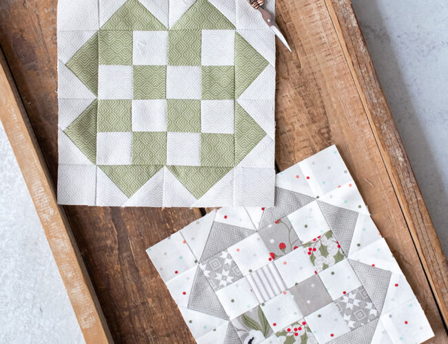 Sewcialites Quilt Along - Free Block of the Week. Block 21 Zest by Brigitte Heitland Zen Chic. Fabric is Christmas Morning by Lella Boutique for Moda Fabrics