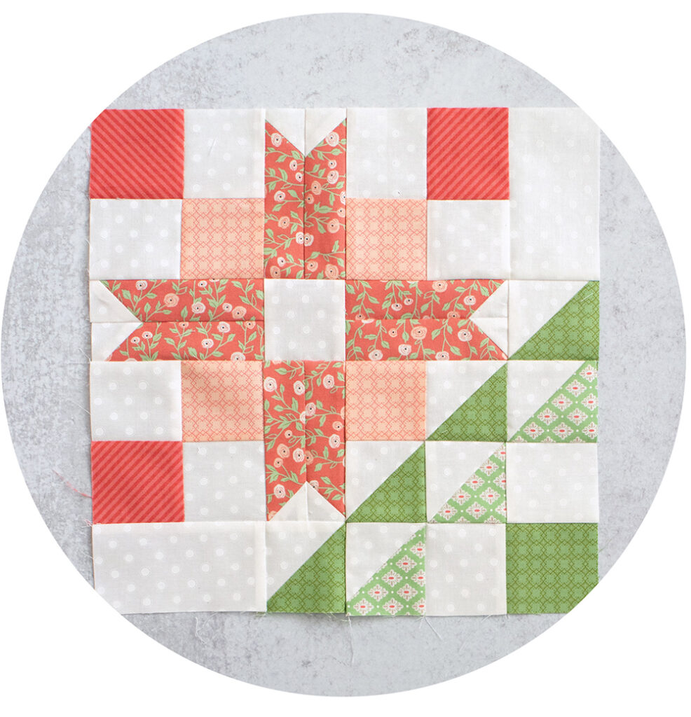 2020 Designer Mystery Quilt in Bloomington fabric by Lella Boutique for Moda Fabrics. Block 7 is "Daylily Daze" by Anne Sutton. See the finished quilt and download the block patterns here!