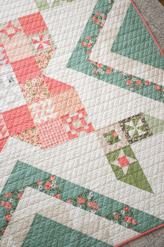 Rose in Bloom block of the month quilt by Vanessa Goertzen of Lella Boutique. Fabric is Love Note by Lella Boutique for Moda Fabrics.