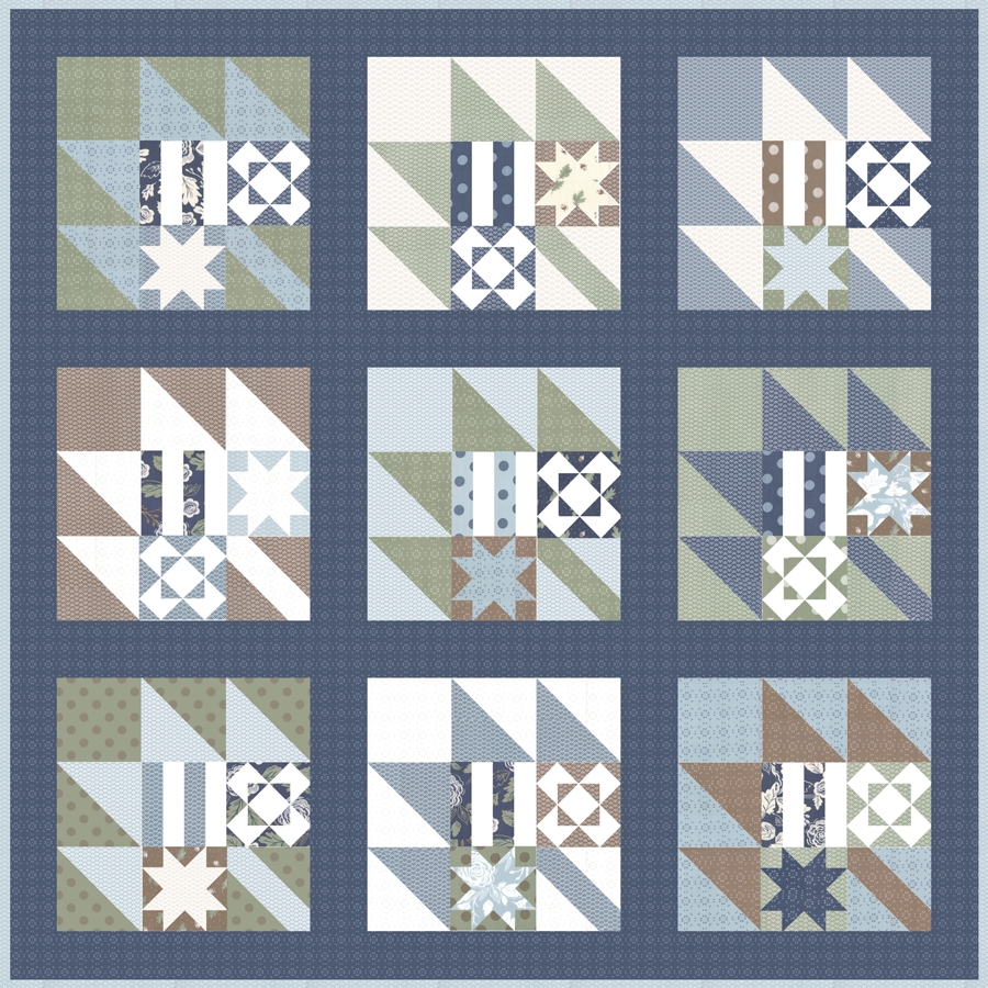 New Leaf fall sampler quilt by Lella Boutique. Fabric is Harvest Road by Lella Boutique for Moda Fabrics.