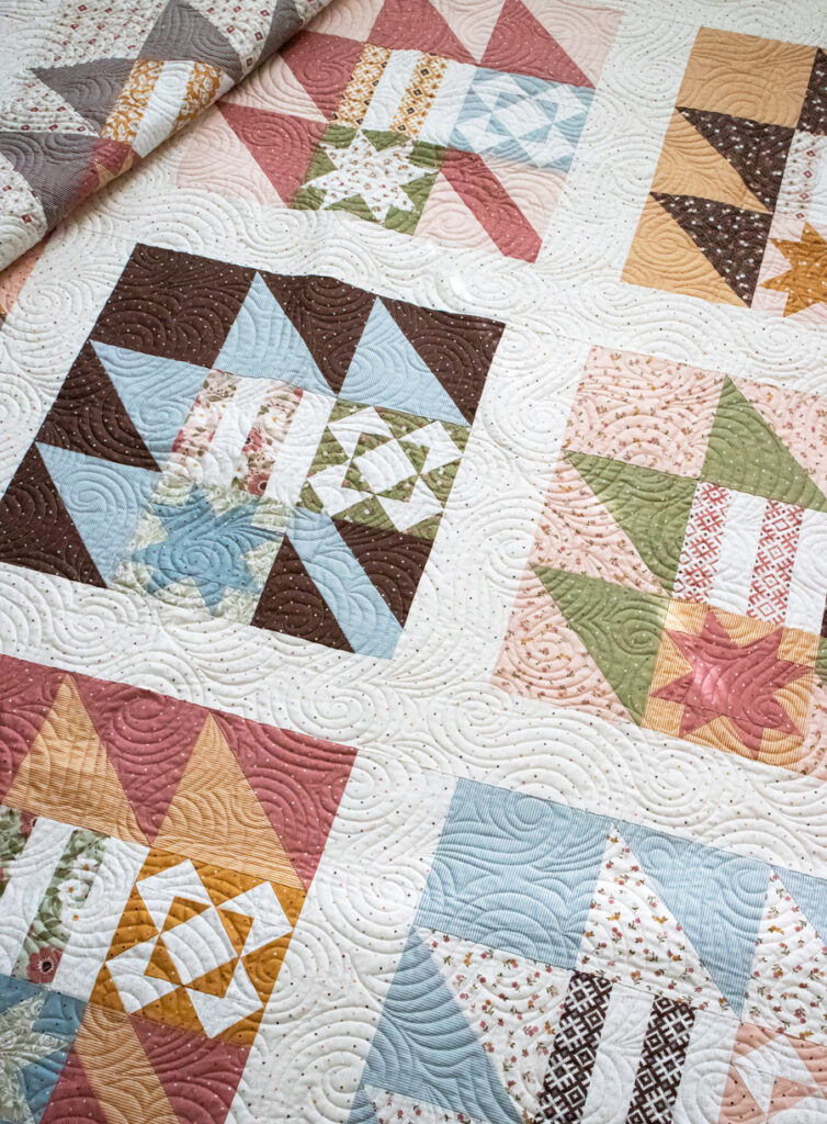 New Leaf fall sampler quilt by Lella Boutique. Fabric is Folktale by Lella Boutique for Moda Fabrics.