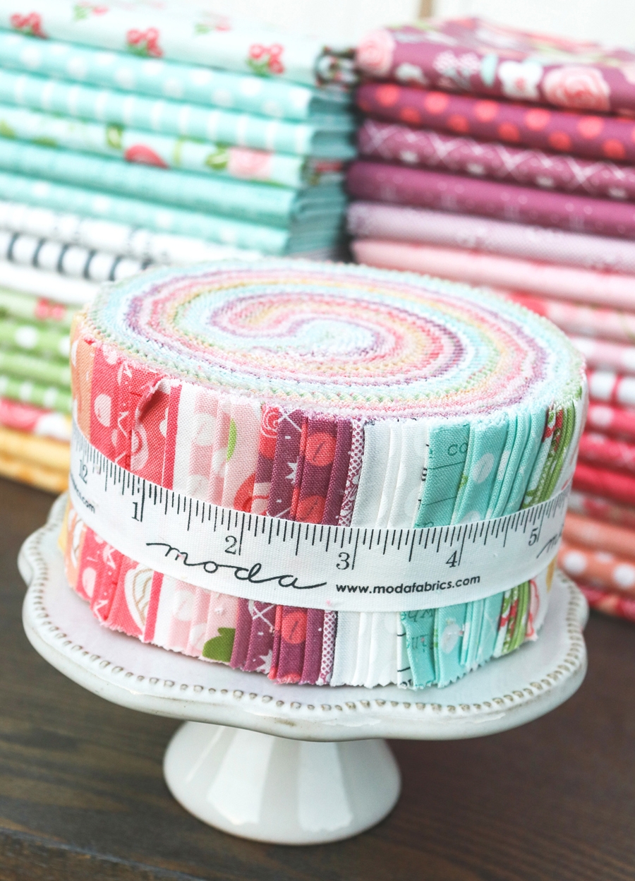 Lollipop Garden jelly roll by Lella Boutique for Moda Fabrics.