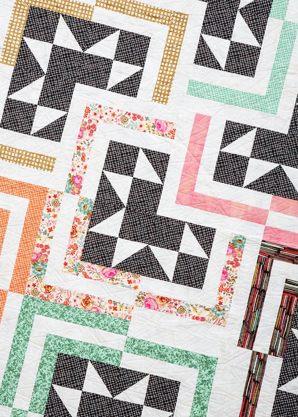 FREE Smart Cookie jelly roll quilt pattern by Vanessa Goertzen of Lella Boutique. Pattern originally found in her book: Jelly Filled - 18 Quilts from 2-1/2" Strips. Fabric is Meraki by BasicGrey for Moda Fabrics.