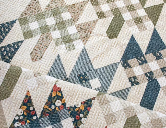 Gingham Style leaf quilt by Vanessa Goertzen of Lella Boutique. Fat quarter quilt made in Flower Pot fabric by Lella Boutique for Moda Fabrics