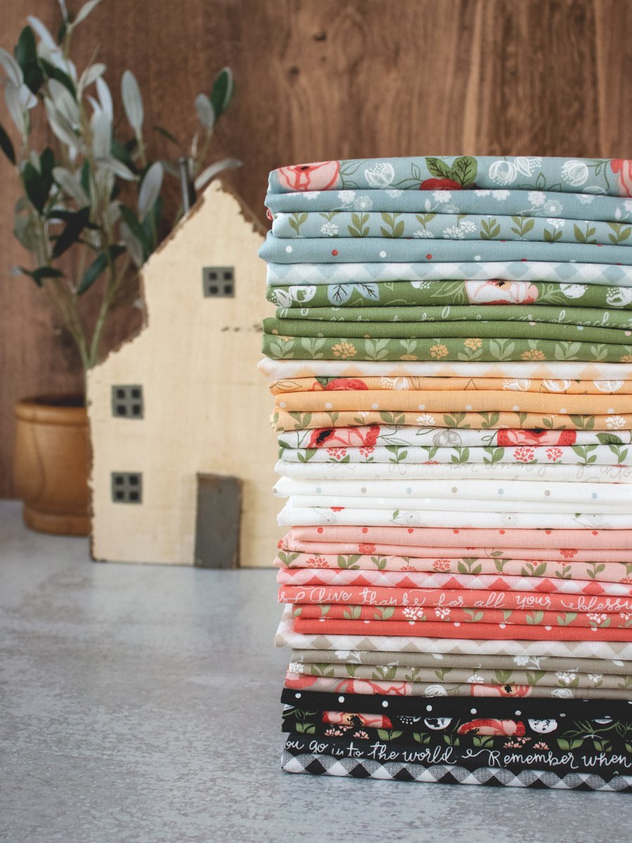 Country Rose fabric by Lella Boutique for Moda Fabrics. Expected in shops August 2022. Is a sister collection for to her popular Farmer's Daughter fabric collection.