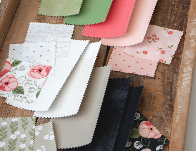 Matching solids of Country Rose fabric by Lella Boutique for Moda Fabrics.
