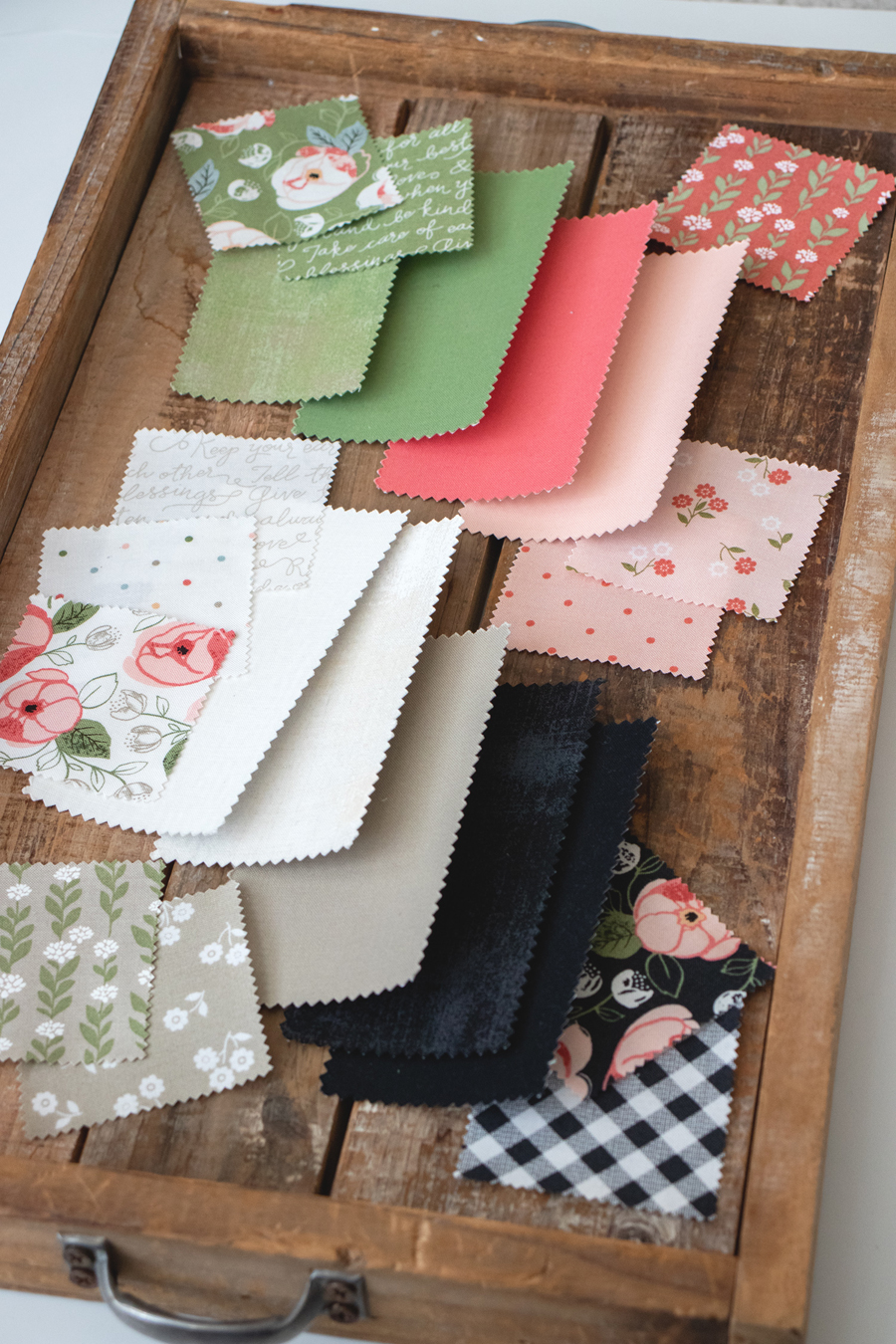 Matching solids of Country Rose fabric by Lella Boutique for Moda Fabrics.