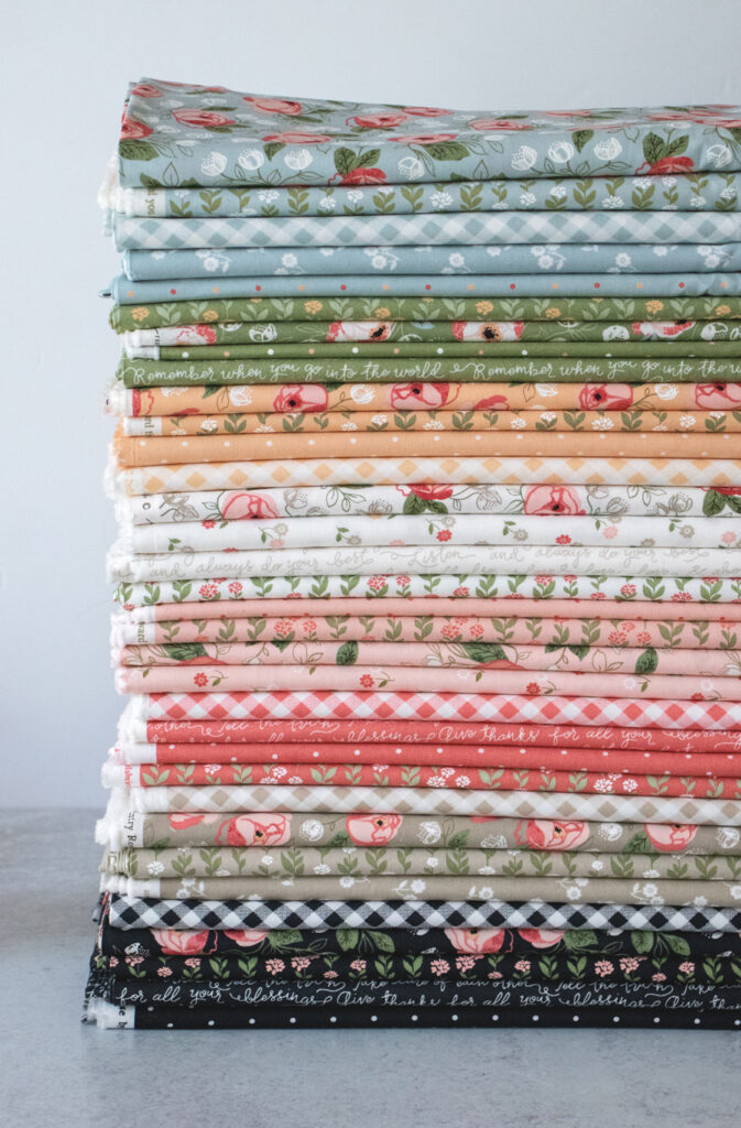 Country Rose fabric by Lella Boutique for Moda Fabrics. Expected in shops August 2022. Is a sister collection for to her popular Farmer's Daughter fabric collection.